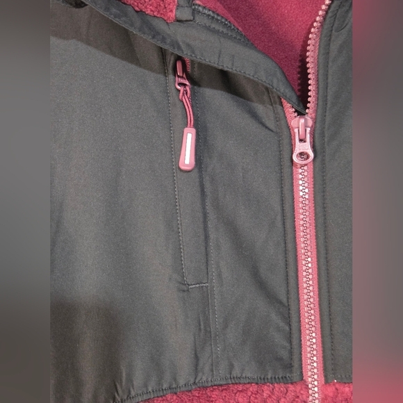 Fila Sport Long Sleeve Full Zip Fleece Jacket Burgundy Black Logo Womens MED EUC - Picture 3 of 9